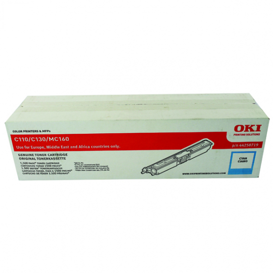 Oki C110/C130 Cyan Original Toner Cartridge (44250719) 